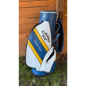 VTG Callaway Golf Hawk Eye VFT Staff Cart Bag Blue White Yellow with Rain Hood
